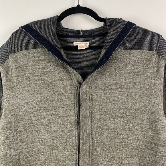 Carbon 2 Cobalt Cardigan Hoodie Sweater Mens Large Gray Two-Tone Button Up - Picture 2 of 10